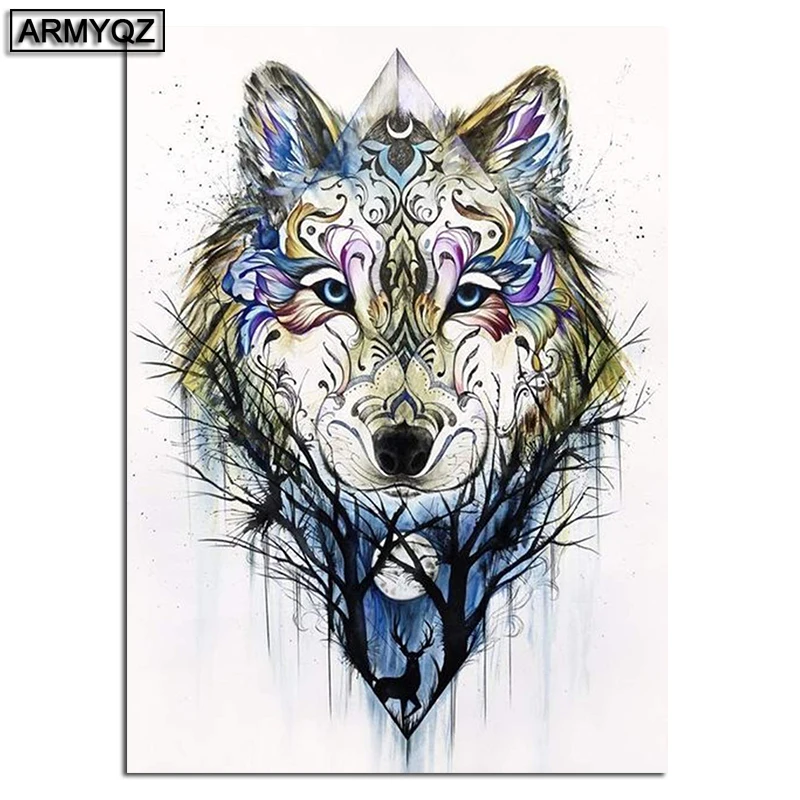 5D DIY Алмазная мозаика вышивка картина с изображением волка полный