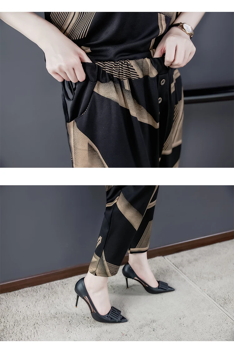 

Middle Aged 2 Piece Sets Womens Outfits Women Plus Size Suits And Sets Casual Womens Matching Set Harlem Pants Clothes