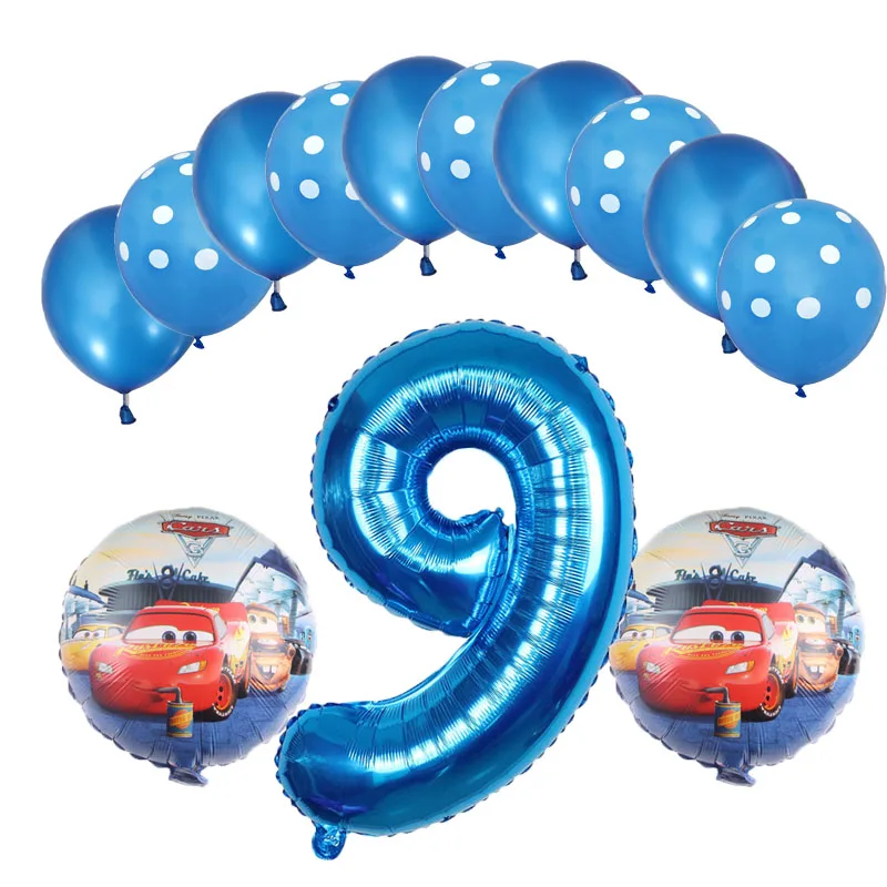 

13pcs Mcqueen Car Birthday Cake Foil Balloons Baby Shower Party Decorations Kids 18inch Round Car Helium Ballons Children's Toys