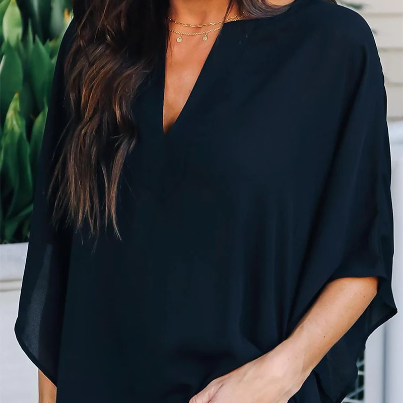 Женский топ-кимоно с V-образным вырезом свободного покроя | Женская одежда