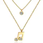 LUXUKISSKIDS Кристалл Стразы музыка кулон ожерелье колье двойная золотая цепочка ожерелье ювелирные изделия Женщины Мужчины ожерелье