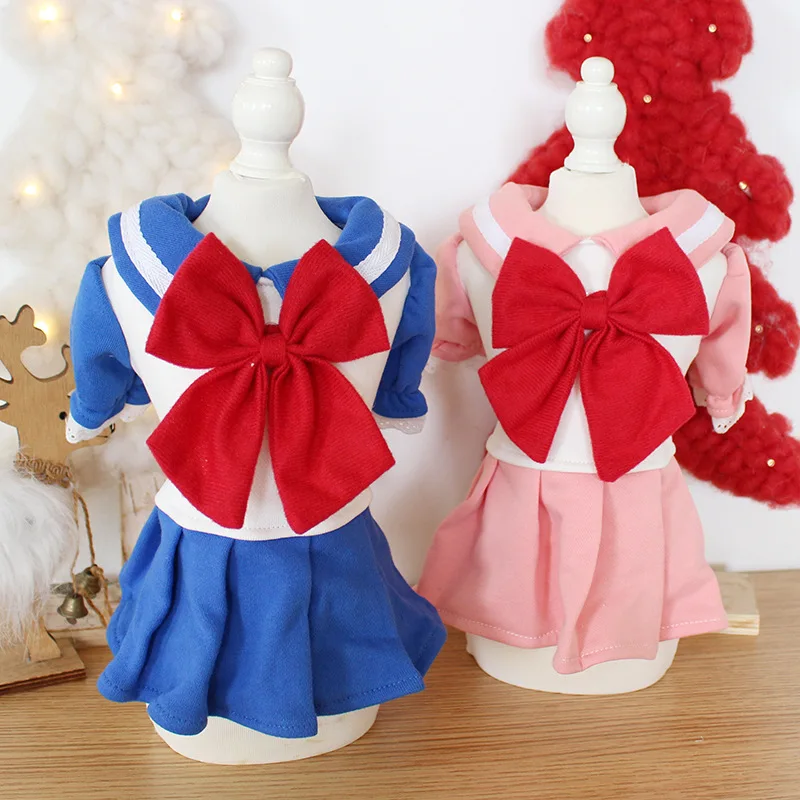 Синие розовые платья для собак с большим бантом декор 2020 Shih Tzu юбки домашних