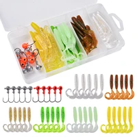 goture soft lure kit 40pcslot soft fishing lure 5cm 0 7g jig head hook 3 2cm 3 5g fishing hooks with fishing tackle box 18 type
