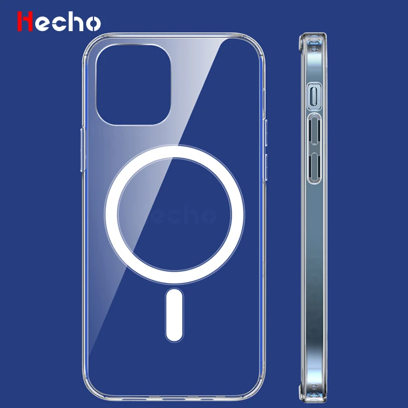 

New Magnetic Adsorption Clear Case For iPhone 12 Pro Max 12 Mini 12 Support Wireless Charging Transparent Hard Back Cover Shell