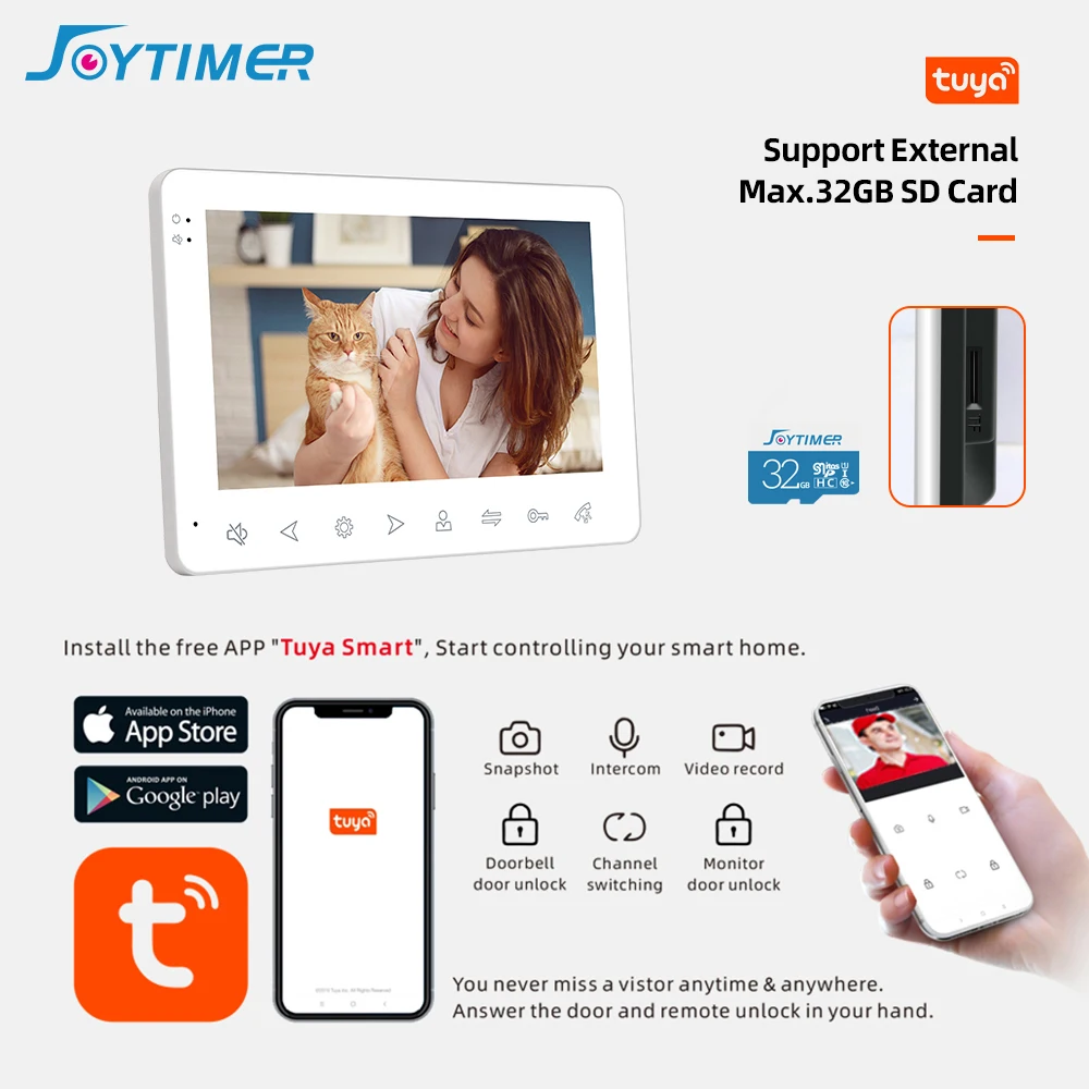Видеодомофон Joytimer 1200TVL поддержка смарт-камеры Tuya подходит для многосемейных