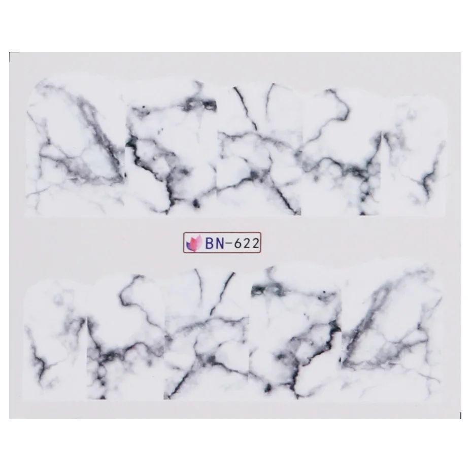 Наклейки для ногтей градиентные мраморные 1 шт. Переводные чернила черные полная