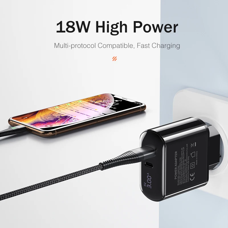Светодиодный дисплей мобильного телефона зарядное устройство YKZ 18 Вт QC3.0 быстрое
