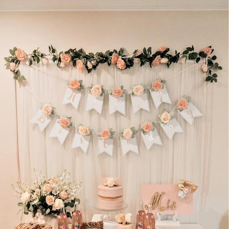 2 м Искусственные цветы Роза Плющ лоза свадебный Декор Поддельные розы цветок