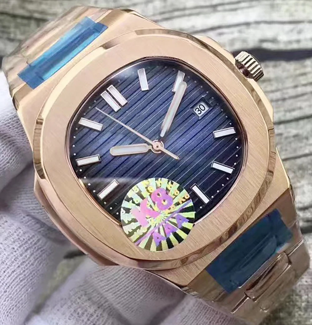 

Высококлассные мужские механические часы, автоматические розовые, золотые, черные, синие, скользящие, секундные, светящиеся, сапфировое сте...