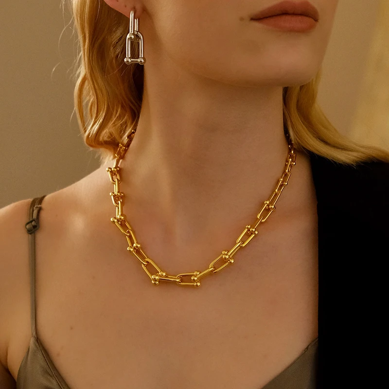 Женское Ожерелье в форме буквы U из нержавеющей стали | Украшения и аксессуары