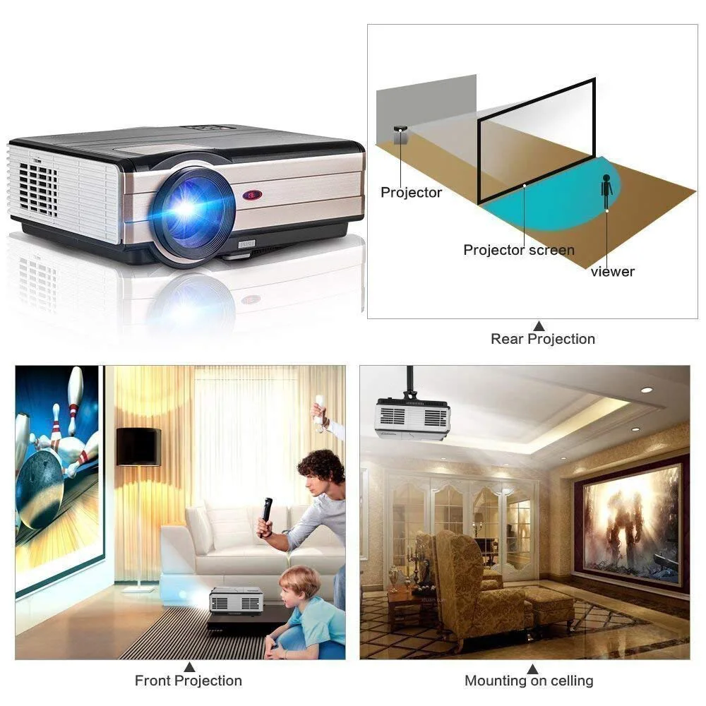 A8 светодиодный Смарт Android WiFi проектор домашний кинотеатр Bluetooth Proyector Miracast Airplay Full HD видео мобильный проектор смартфон ТВ