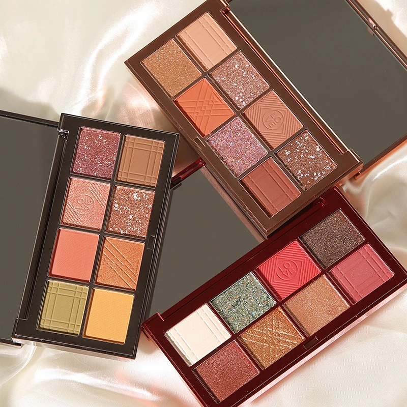 

Летние цветные тени для век, палитра восьми цветов, розовый, тыквенный, земляной цвет, пигмент, матовый жемчужный макияж для глаз для женщин, ...