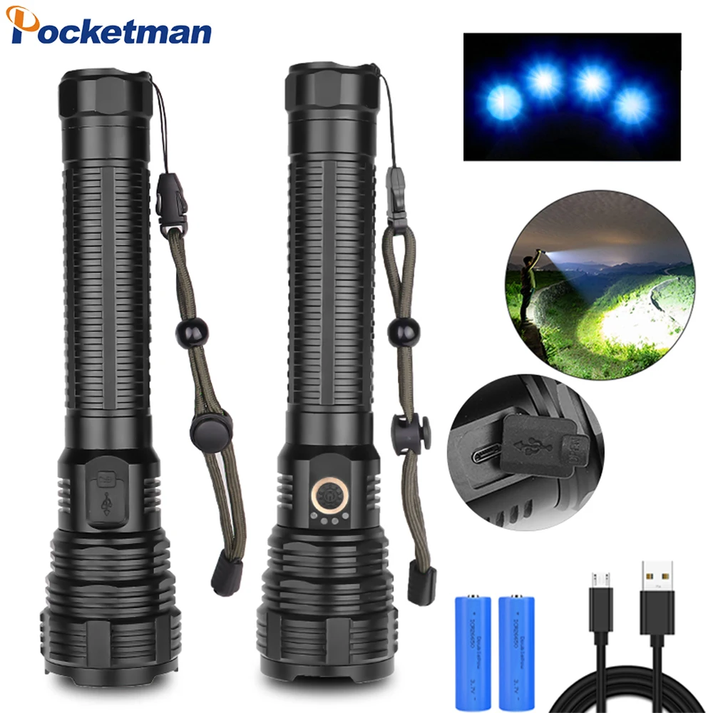 Pocketman мощный светодиодный фонарик с подзарядкой от USB XHP70 фонарь