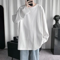 autumn spring mans tshirt solid color base top tees round neck long sleeve t shirt korean style couple fashion clothing