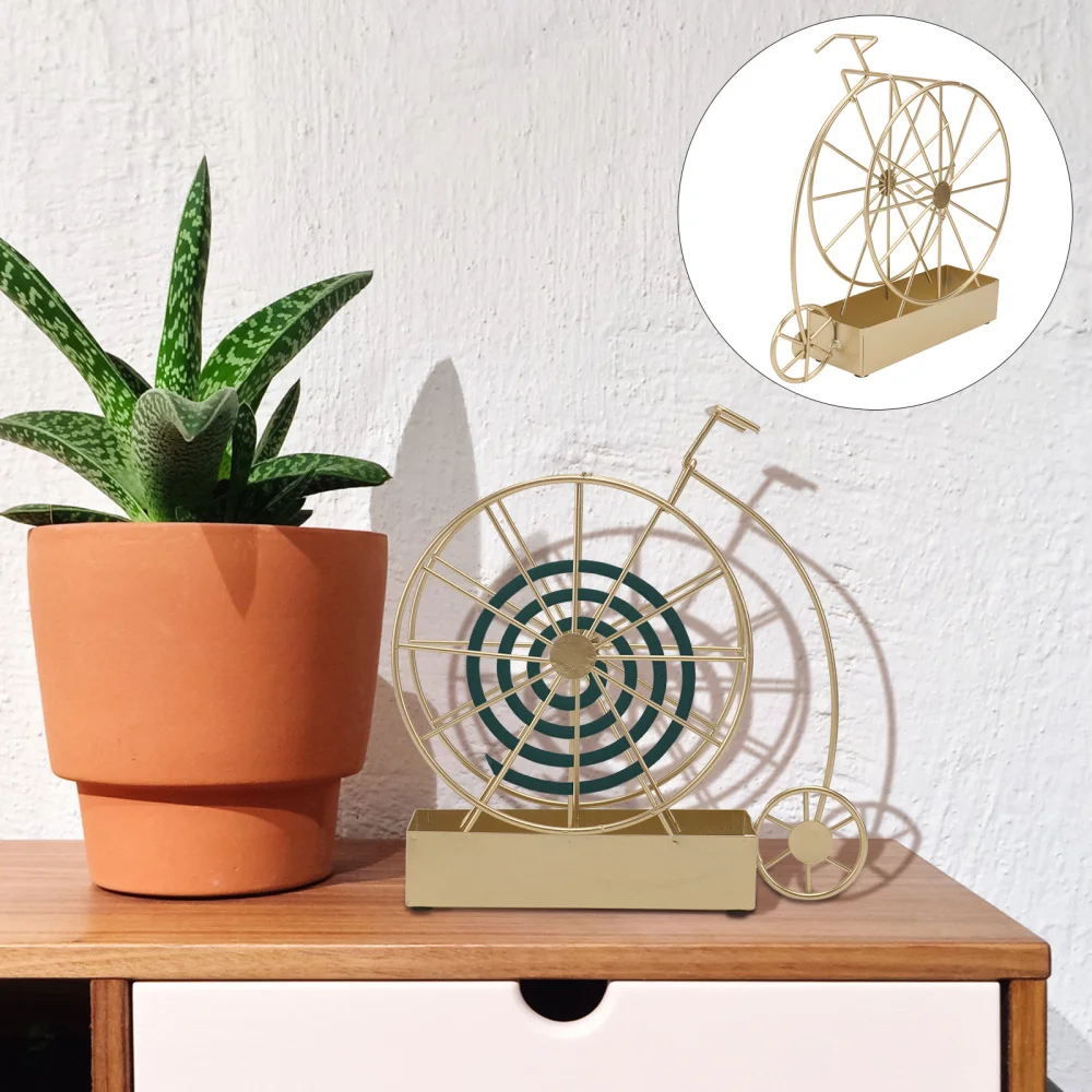 

1Pc Mosquito Coil Holder Mosquito Incense Rack Bike Shaped Adornment (Golden)