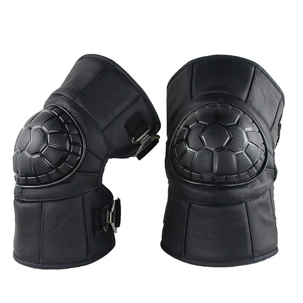 

1 Pair of Winter Knee Protector Thicken Plush Sports Protective Gear Support Keep Warm Cowhide Leather Knee Pads Small Turtle Sh