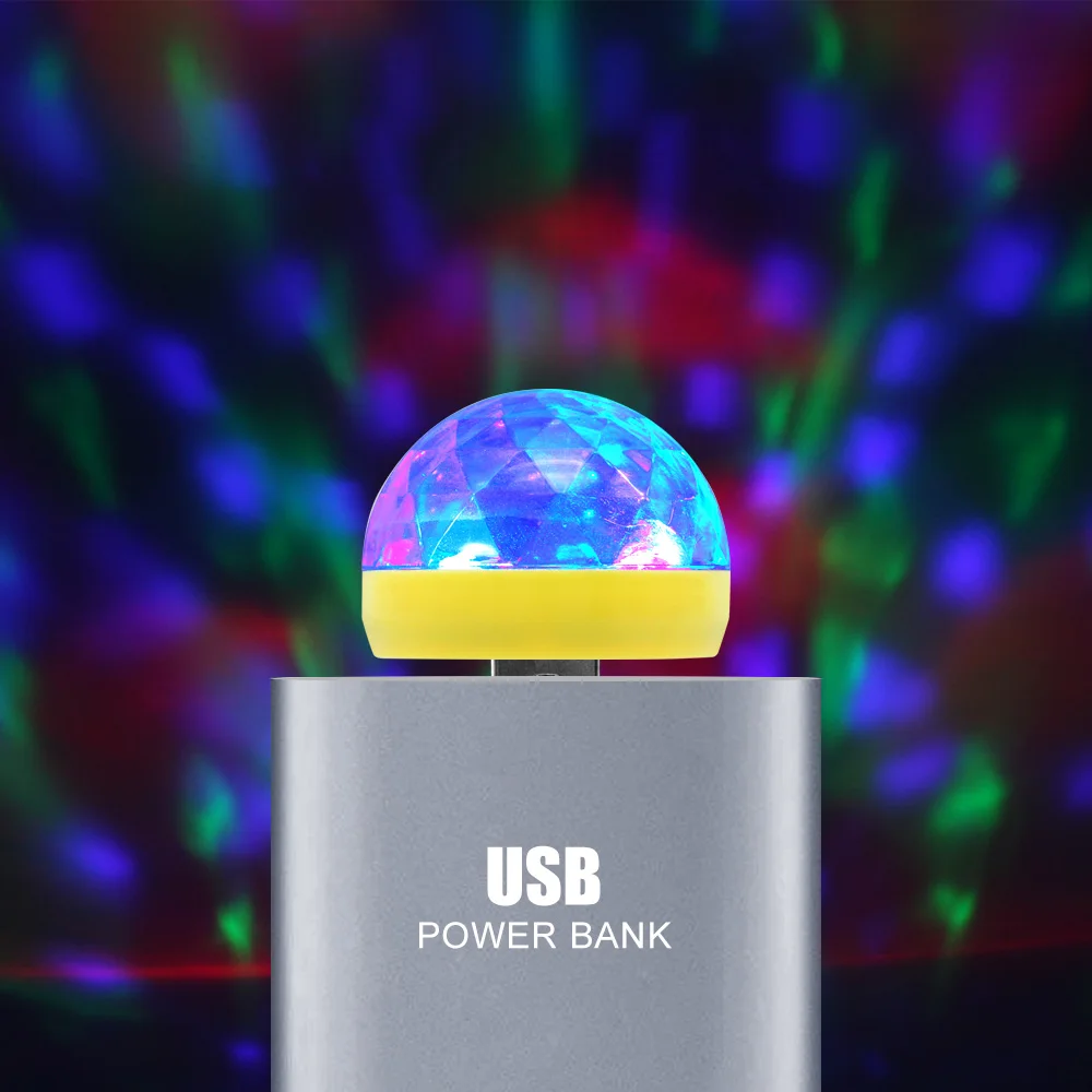 Микро-usb мини RGB светодиодный светильник 4 Вт, сценический светильник, Звуковое управление, клубный паб, дискотека, вечерние, музыкальный хрустальный магический шар, лампа