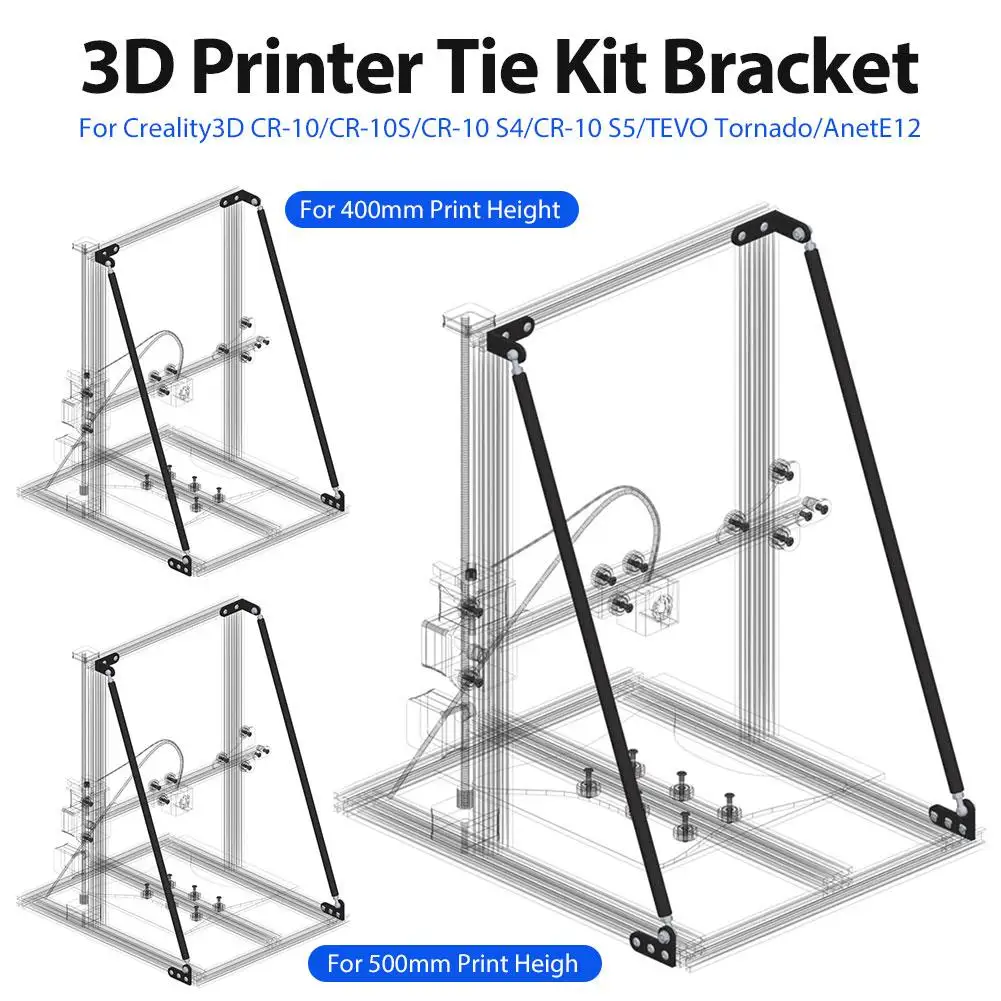 3d принтер галстук комплект кронштейн для Creality3D CR-10/10 S/10 S4 TEVO Tornado AnetE12 DIY настольный принт наборы для 400/500 мм высота печати