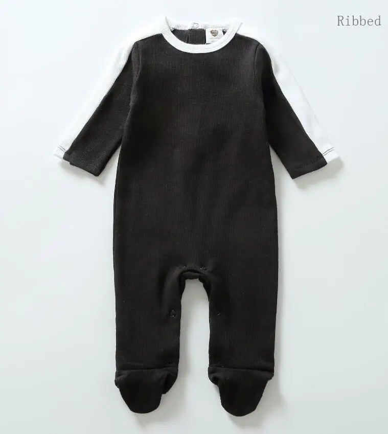 Rib black with white Боди для малышей; пижамы; детская одежда с длинными рукавами; одежда для детей; комбинезоны для новорожденных; Одежда для мальчиков и девочек; Детский комбинезон - Цвет: Rib black with white
