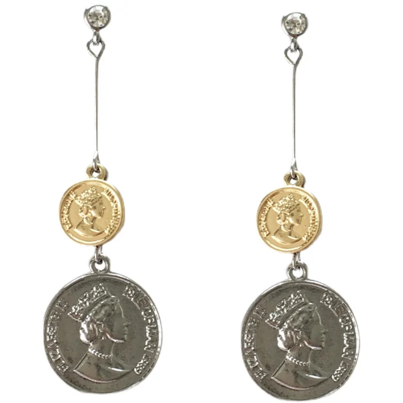 

Bilandi Women Jewelry Metal Coin Earrings New Design Crystal Vintage Temperament Hanging Drop Earrings For Girl Lady Gifts
