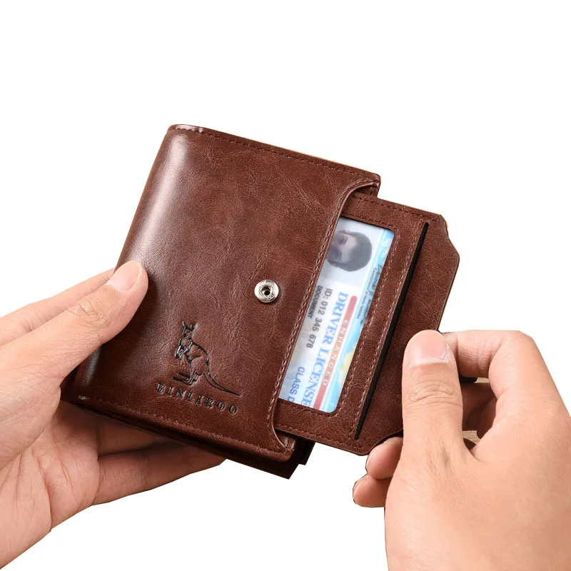 

Кошелек мужской кожаный на молнии с RFID-защитой и отделением для монет