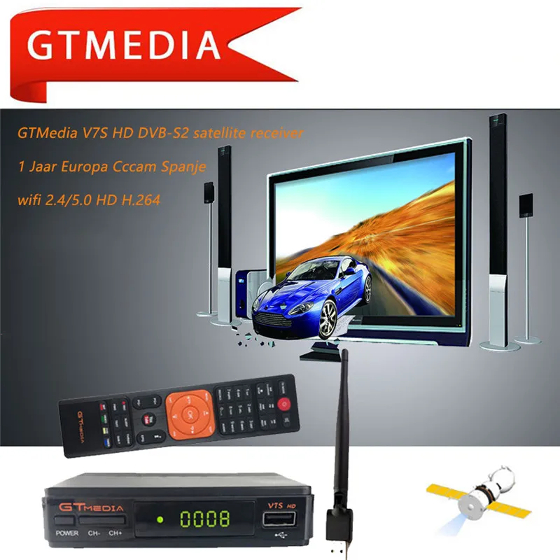 Оригинальный GT media V7S HD спутниковый ресивер DVB S2 Full USB 2 0 DC 12V / 1.2A высокое качество +