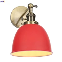 iwhd nordic style modern wall lamp bedroom beisde mirror stair red metal switch led wall light sconce wandlamp applique murale