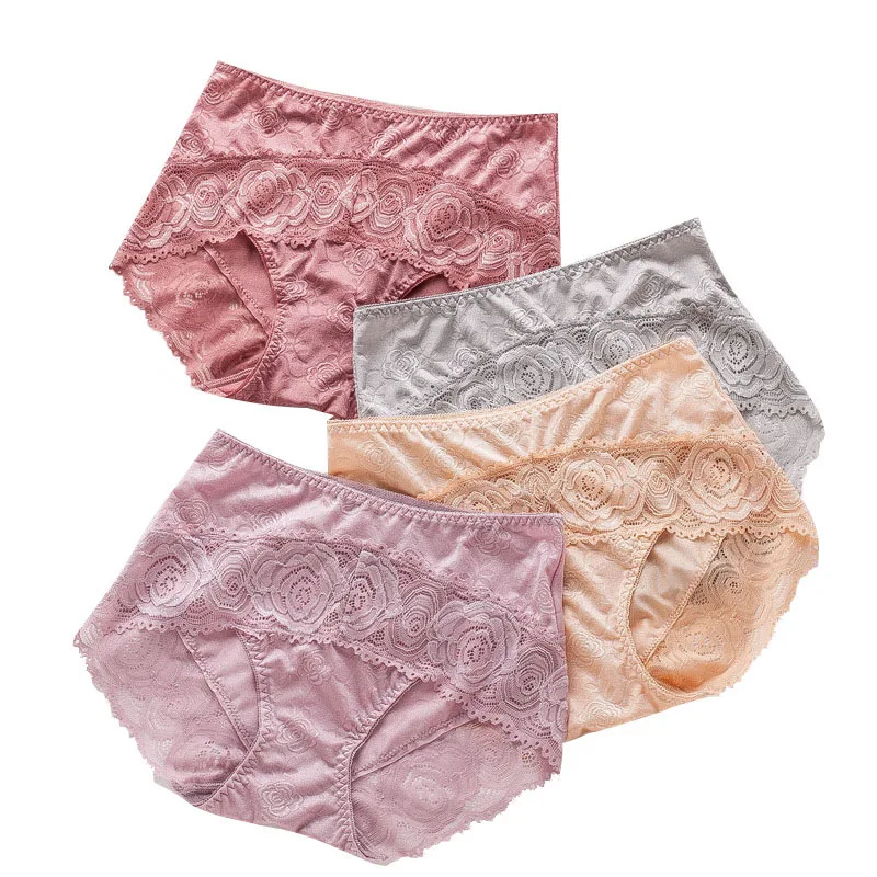 

Women Panties Cotton Crotch Underwear Women New Sexy Panty Underpants High Waist Lace Ladies Briefs Solid Color Wholesale