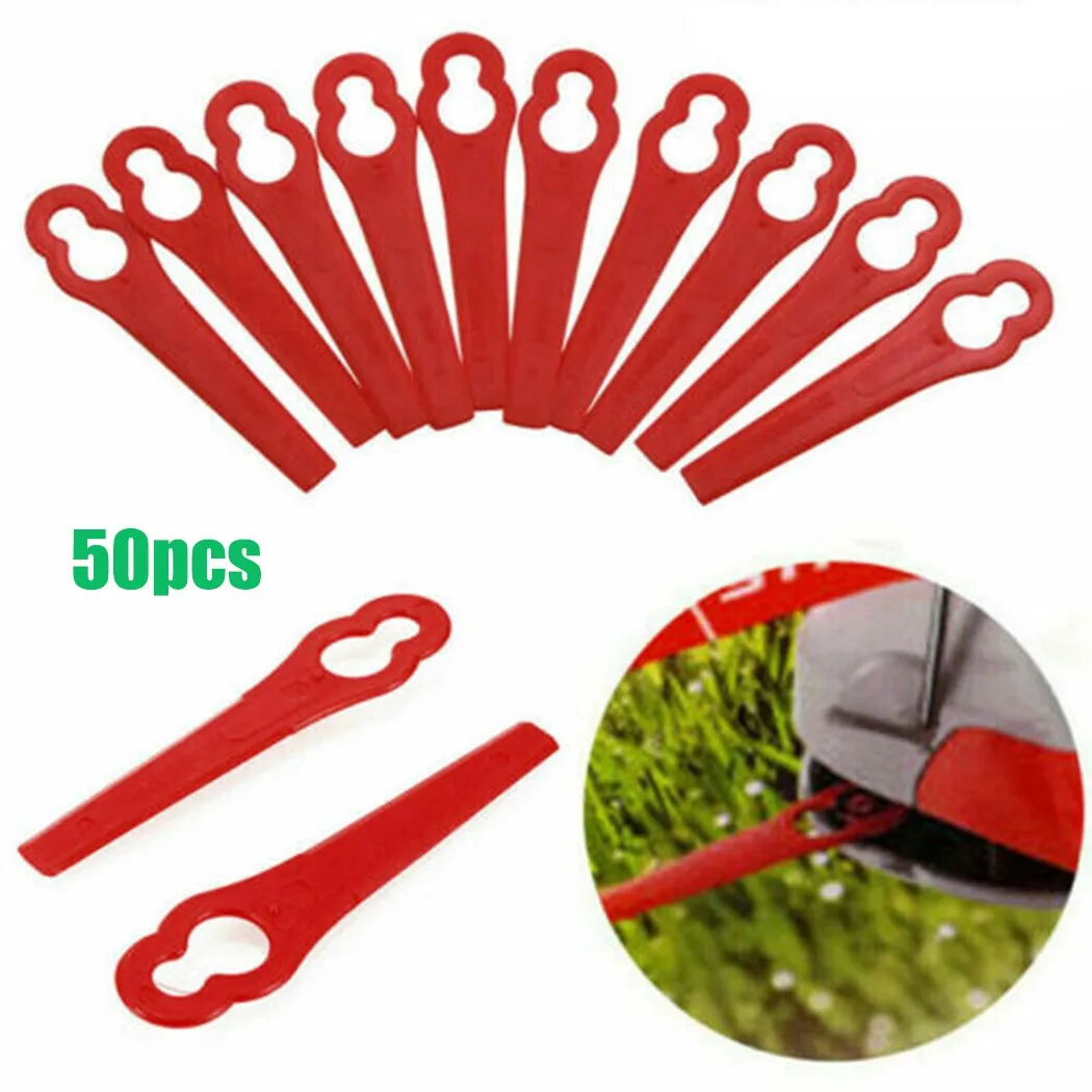 50X Plastic Blades Cutter Plastic Grass Trimmer Blades Mower Replacement For Cordless Grass Trimmer Strimmer Lawn Mower Tool