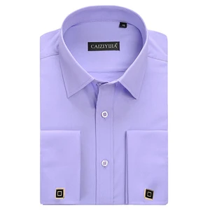 Мужская классическая рубашка с французскими манжетами, рубашка под смокинг с запонками и длинными рукавами, официальная одежда для свадьбы и вечеринки, мужская рубашка