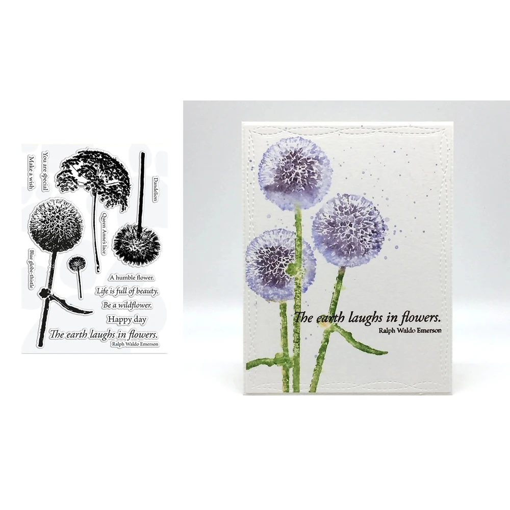 

JC Clear Rubber Stamps Dandelion Tree Phrases Letters Silicone Seals Scrapbook Sheet Paper Mold Model Card Make Craft Decoration