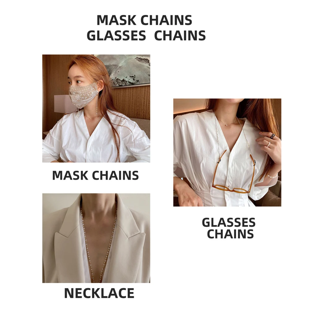 

New Fashion Unisex Anti-lost Acrylic Beaded Chain Face Mask Lanyards Reading Glasses Pearl Chain Neck Straps Eyewear Jewelry