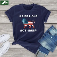 100 cotton american t shirt men women clothing graphic raise lions not sheep womens shirt vintage unisex mens short sleeve tees