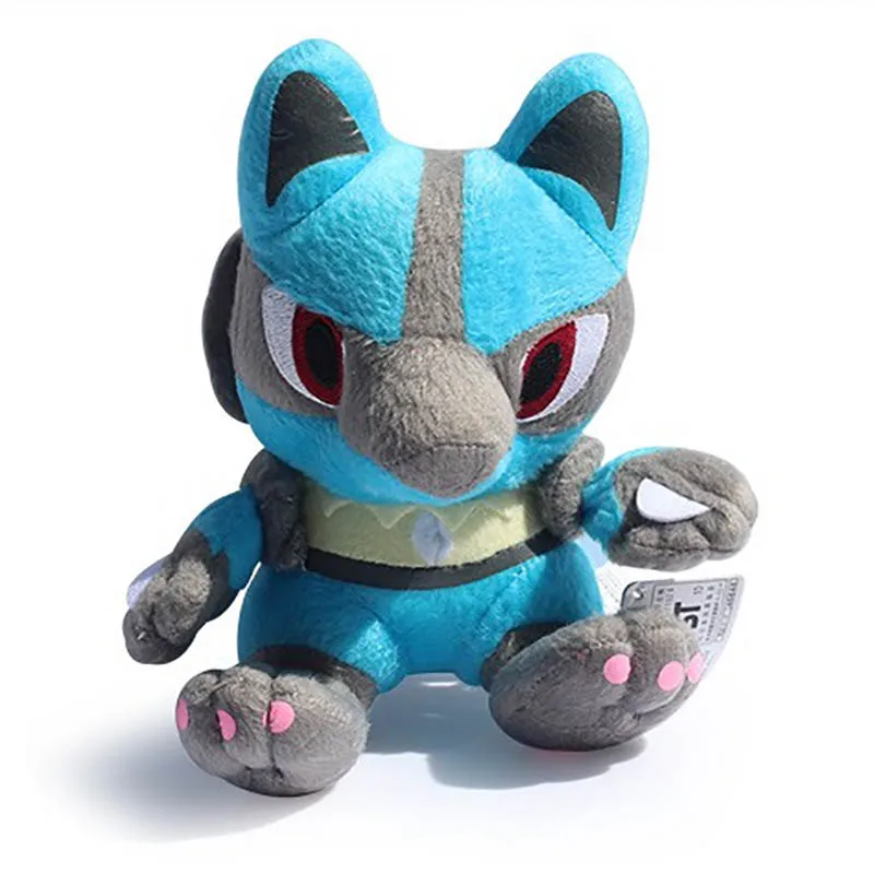 18CM LUCARIO Розничная 1 шт. аниме Ampharos Lucario Gengar Jigglypuff Lapras Suicune Lugia Wobbuffet плюшевый Чаризард мягкие куклы 14~ 20 см - Цвет: 18CM LUCARIO