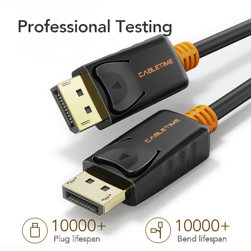 Кабель CABLETIME для порта дисплея 1 м штекер-штекер DP 2 кабель видео аудио 4k 60 Гц HDTV