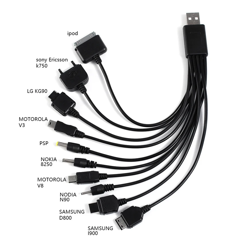 Универсальный USB-кабель 10 в 1 для зарядки iPhone Samsung Nokia PSP iPad | Электроника