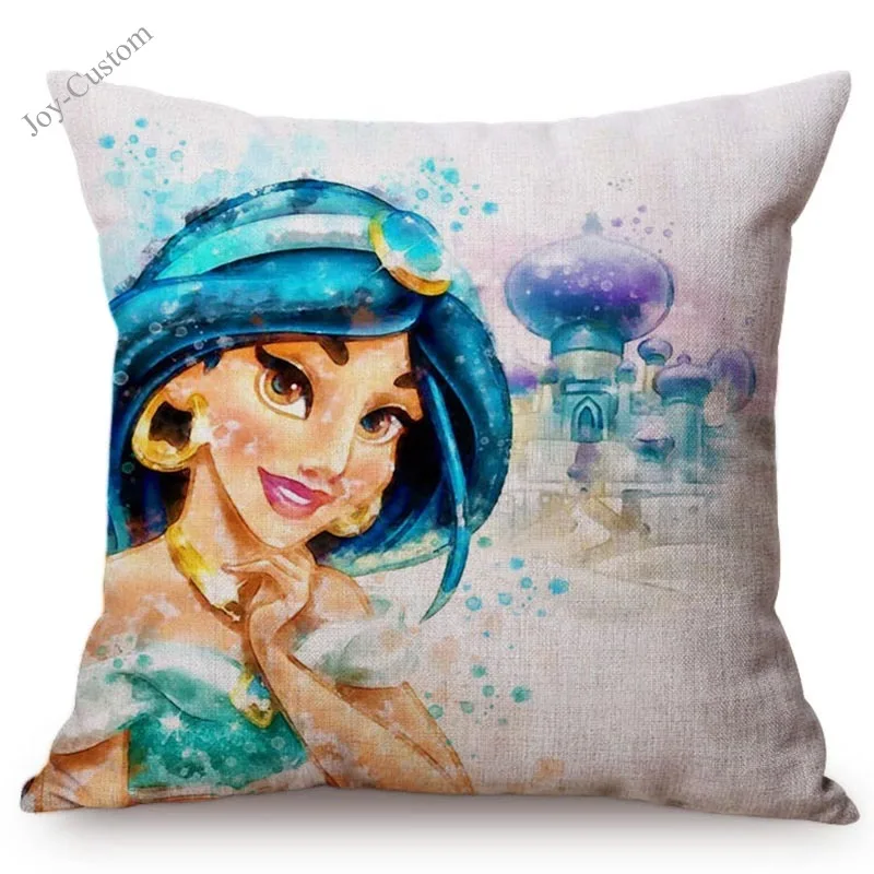 Fairy Tale Snow White Princess Printed Cushion Cover Mermaid Ariel Rapunzel Home Decorative Sofa Car Chair Throw Pillow Case |