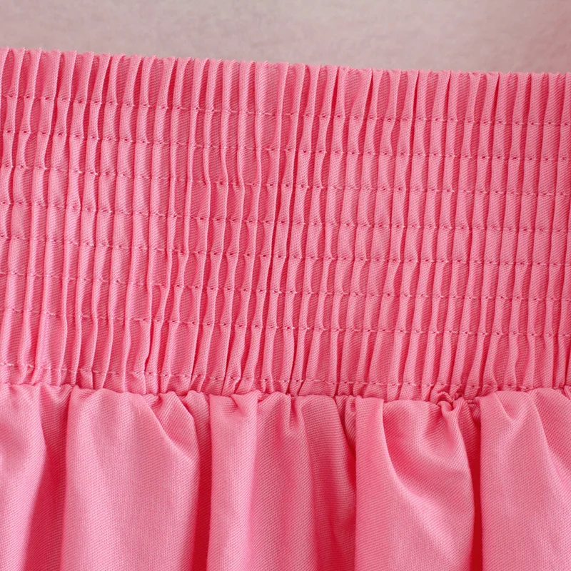 

2021 Vintage Pink Patchwork Pleated Women's dress Maxi Dress Fashion Square Collar Puff Sleeve Female Beach Dresses Vestidos