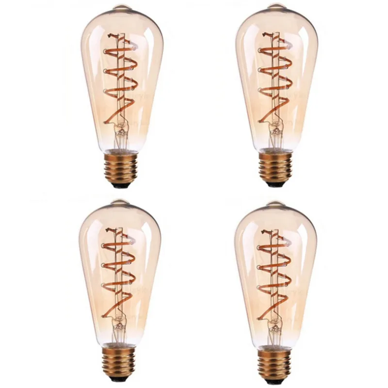 Винтажная Светодиодная лампа Эдисона с регулируемой яркостью 4 шт. 5 Вт E27