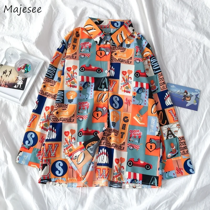 Женские весенние Рубашки Новое поступление модные топы с принтом французские