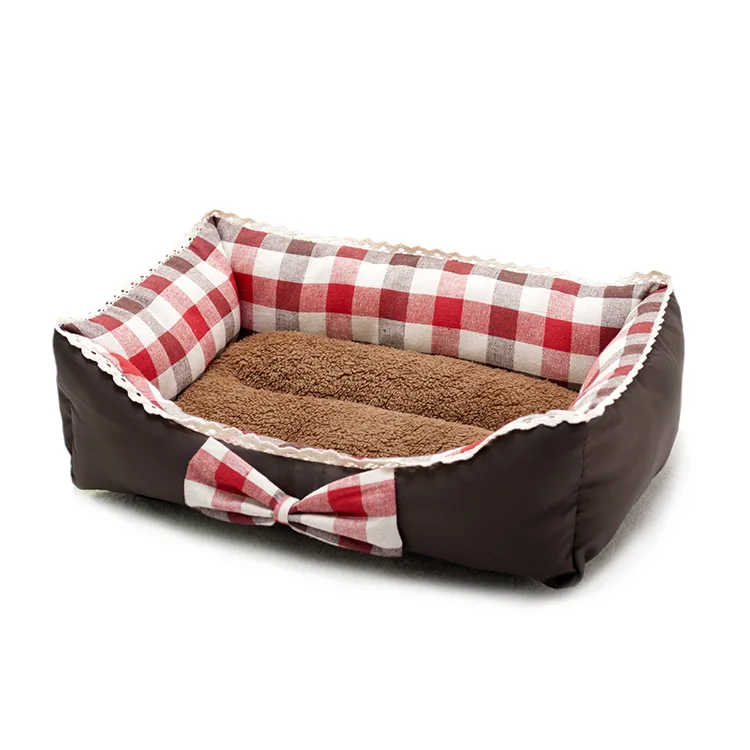 

Pet Dog Bed Warm Dog House Soft Material Pet Nest Dog Winter Warm Nest Kennel for Cat Puppy Plus Size Princess Bed with Bow
