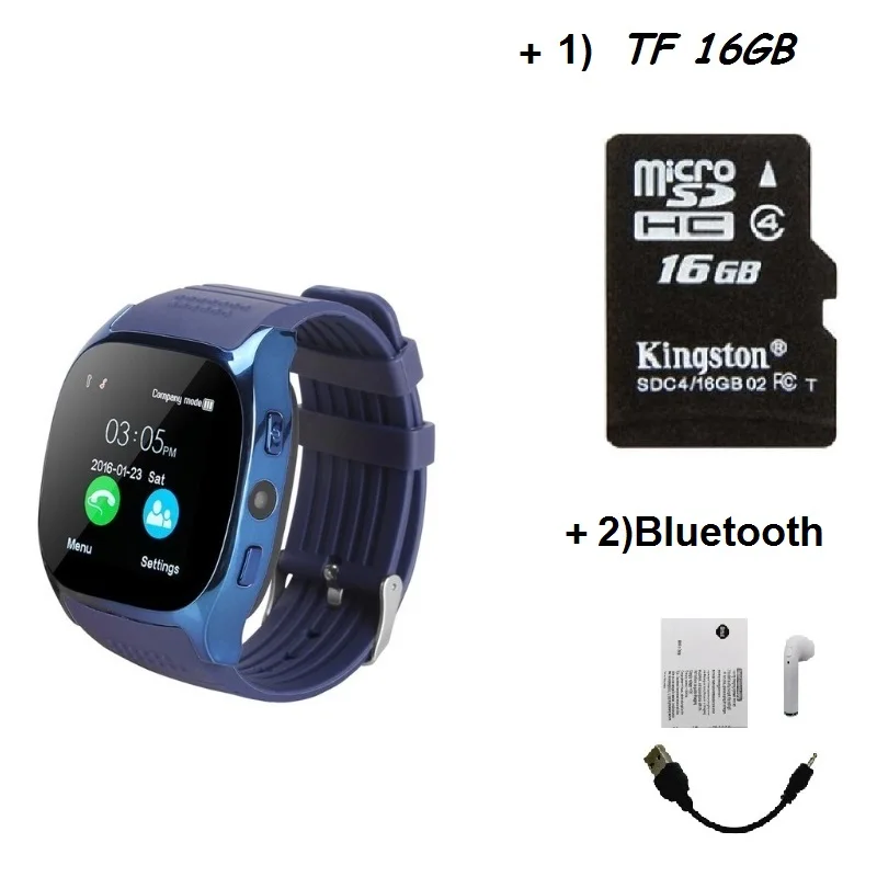 Blue TF add BT Stepfly T8 Bluetooth Смарт часы с камерой Facebook Whatsapp поддержка SIM TF карты вызова Smartwatch для телефона Android PK DZ09 Q18 - Цвет: Blue TF add BT