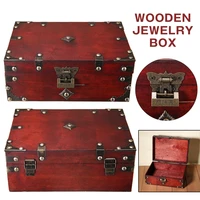 1 pc gray wooden treasure chest jewelry box jewelry pearl necklace bracelet storage organizer jewelry display stand gift box