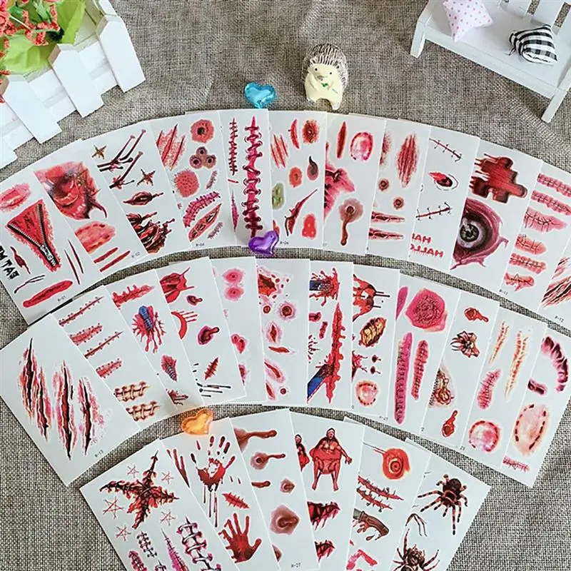 30 шт./Набор DIY Хэллоуин ужас временная татуировка наклейка 3D Реалистичная рана