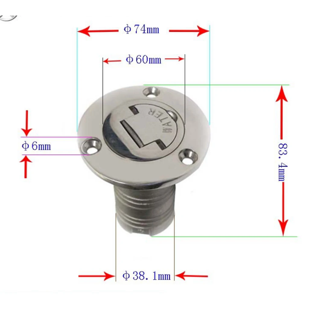 

1.5" Marine Boat Gas Fuel Tank Deck Fill Filler 316 Stainless Steel