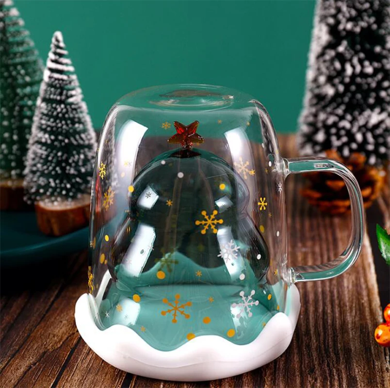 Рождественская елка Стекло чашки Кофе для напитков кофейная чашка с двойными