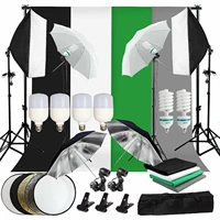 zuochen photo studio softbox led lighting kit light stand with 135w bulb 4pcs non woven fabric backdrop for indoor photograph
