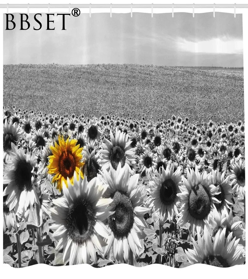 Высококачественная моющаяся душевая занавеска с подсолнухами полностью