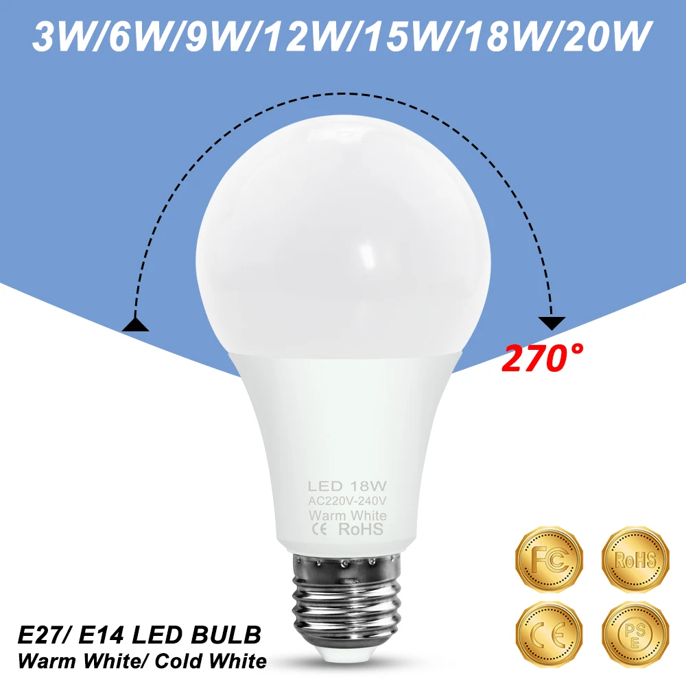 Светодиодный ная лампочка SMD2835 LED освещение в помещении 240 Е14 3/6/9/12/15/18 Вт 220 В |