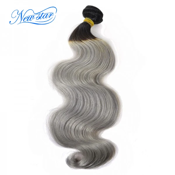 Новинка серые волнистые натуральные бразильские волосы Омбре 1B/серые для